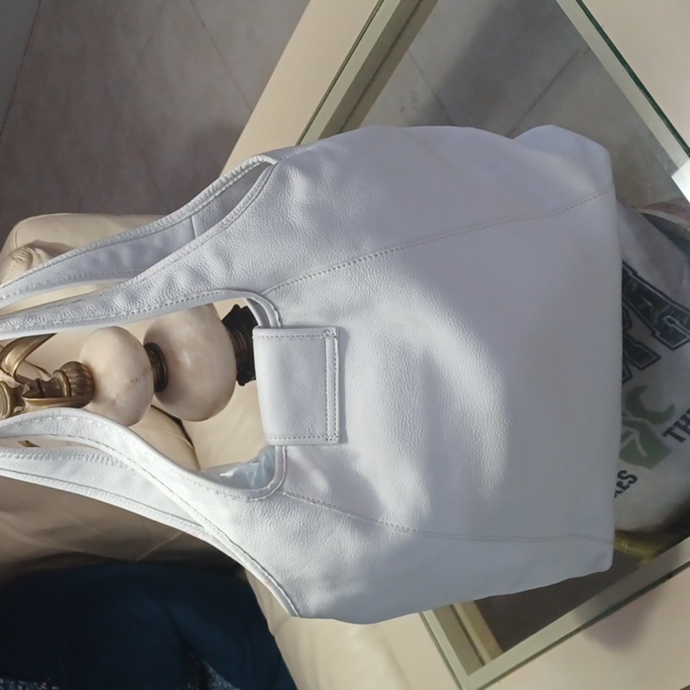 14IN PURE WHITE TALBOTS LEATHER BAG - Picture 7 of 17